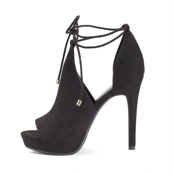 NIB Apt. 9 Lace-Up Platform Stiletto Heels Faux Suede Brown Size 9 - Picture 4 of 11